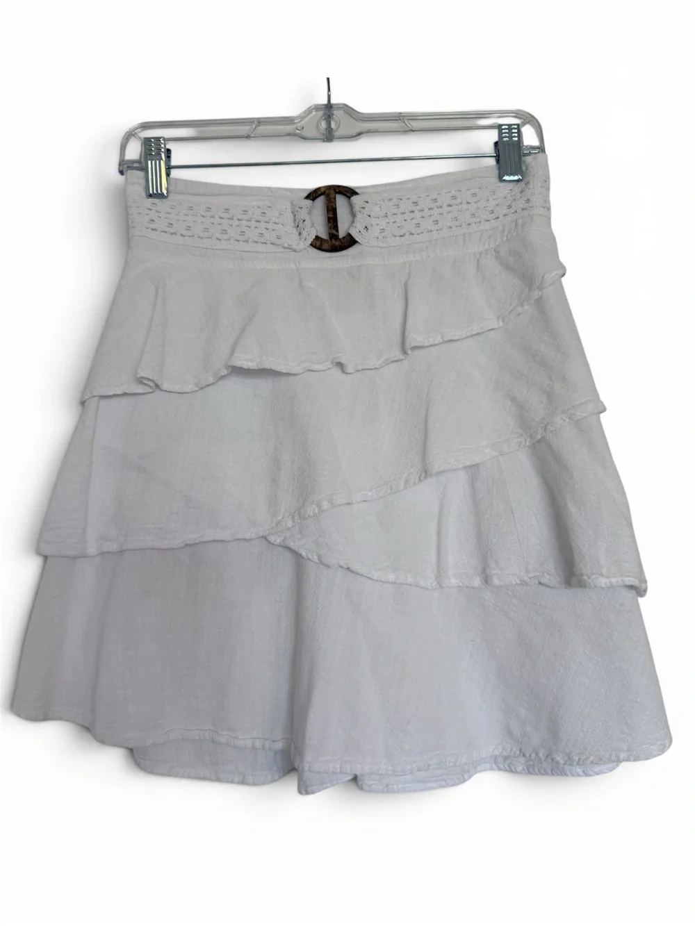 Cotton Natural White Tiered Ruffle Skirt 100% Peruvian Cotton Boho Cottagecore